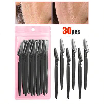 30/24/12/6/3/1개 멀티 컬러 눈썹 트리머 & 면도기, 각질 제거 뷰티 도구, 바디 헤어 트리머 & 여성용 얼굴 눈썹 면도기 세트, 긴 손잡이 안전 칼날 & 정밀 가드 포함, 가정 또는 여행용으로 적합