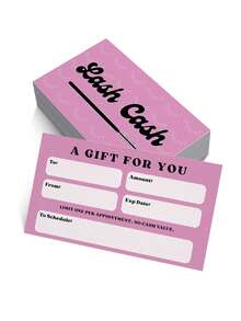 50pcs Pink Eyelash Design Gift Vouchers, Suitable For Eyelash Extension Salons, Beauty Businesses And Customer Loyalty Cards - Sets - View 2