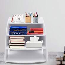 RainWeel Schreibtisch-Organizer Bürobedarf A4-Dokumentenablage für Schreibtisch Bücher Schreibtisch Organizer Dokumentenablage Büro-Organizer - Weiss - Übersicht 3