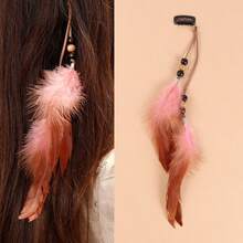 Feather Hairband Hair Clip Hair Chain, Bohemian Colorful Hair Accessories   Feather Clip Peacock Shape Hair Ornament For Women, Suitable For Dates, Weddings, Photoshoots, Daily Styling Accessories - 黑色 - 查看 4