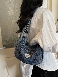 Women's New Fashion Versatile Dumpling Shaped Large Capacity Crossbody Bag - Blue - View 2