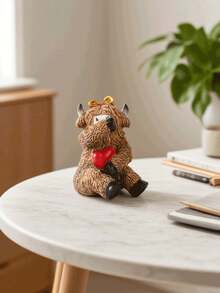 趣味浴室装饰 - 高地牛读书马桶水桶雕像，农舍风格浴室装饰，树脂材质，可作家居办公摆件或礼品，无需用电，幽默设计，质感细节，圣诞节和感恩节的理想之选 - 彩色 - 查看 15