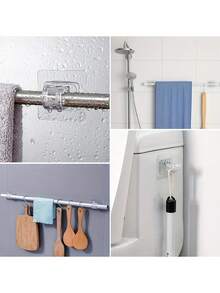 10 chiếc giá đỡ thanh rèm tự dính, giá đỡ gắn tường phù hợp cho nhà ở và khách sạn, móc treo thanh rèm, móc treo rèm tắm, móc đa năng. - Xem 7