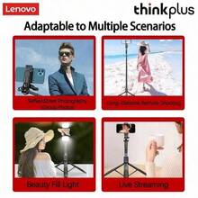 Lenovo H18L All-In-One Selfie Stick: 1.8m Lightweight Telescopic Design Made Of Aviation-Grade Aluminum, With A Stabilized Grip And Tripod/Handheld Dual Modes. Perfect For Live Streaming And Group Photos. - 1.8m - View 4