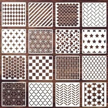 16PCS Reusable Geometric Texture Stencils For Crafting, Layering, Painting On Wood, Walls, Furniture, Fabrics & Scrapbooking - 16 Templates - View 12