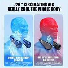 2026 Wearable Necklace Fan, LED Digital Display, 5 Wind Speed Levels, 3 Color Options, Quiet & Gentle Airflow, Portable Outdoor Cooling Fan For Summer Activities, Commencement, Graduation Party, Travel Hiking Essentials, Graduation Gift - Neck Fan - View 8