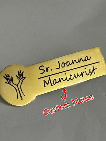 Custom New Fashionable Stainless Steel Rectangular Brooch, Engraved Round Brooch, Engraved Name And Date, 18K Gold Plated Hypoallergenic Brooch, High-End Gift, Company Logo Badge, Gift For Friends, Nurses, Dentists, Teachers, Doctors, Beauticians, Manicurists, Christmas Gift