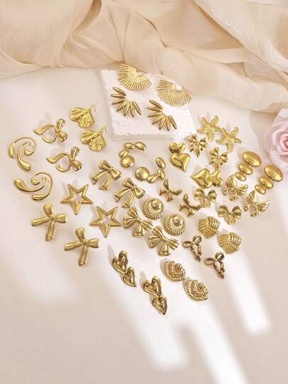 8 Pairs Multi-Style Classic Earring For Women,Asymmetrical Geometric,Bow Shaped Gold Earrings,Stainlees Steel Jewellery For Women,Festival Accessories,Holiday Accessories,Mothers Day Easter Gifts,Daily,Wedding Party Chunky Jewelry For Women