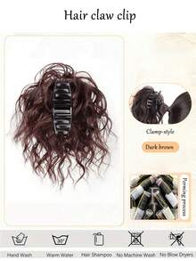 合成卷发发髻接发假发，波浪卷发髻，带橡皮筋，蓬松发片，适合女性日常派对使用 - 彩色 - 查看 8