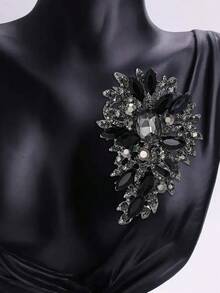 Luxury Crystal Diamond Flower Brooch, Elegant Lapel Pin For Women And Men, Suitable For Formal Occasions, Parties, Gifts - Large Glass (4474) - View 2