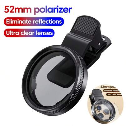 52MM Circular Universal Polarizer Camera Lens Clip Portable CPL Filter Kit Professional Phone Camera Lens For IlPhone 16 15 14 13