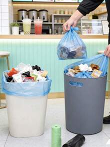 100pcs Thick Kitchen Trash Bags, Leak-Proof & Puncture-Resistant, Self-Sealing, Mess-Free, Large Capacity For Kitchen, Living Room, Bathroom, Office, Easy-Tear Universal Garbage Bags - Flat Mouth - View 2