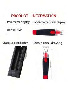 1个电动鼻毛修剪器，专业无痛鼻毛和耳毛修剪器，男女通用，防水不锈钢刀片，静音高效，电池供电，易于清洁 - 紅色 - 查看 9