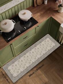 1 Peça Tapete de Cozinha de Gel de Sílica, Base Branco Leitoso com Padrão de Vinha Floral Vintage, Apresentando Desenho Denso de Vinha Floral no Centro e Borda com Silhueta de Planta, Exalando Vibrações Românticas Francesas e Elegância Retrô. Tapete de Cozinha de Luxo, Acolchoamento e Anti-Fadiga, Material de Superfície de Tecido com Forro Absorvente de Esponja - Multicolorido - Visão 10