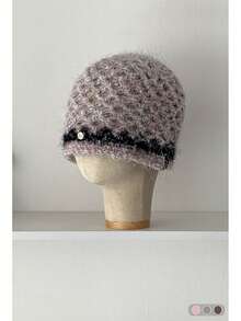 1pc Black Label With Sequin Lettering. Handmade Crochet Hollow Sequin Beanie Hat, Fashionable Vintage Versatile Lightweight Breathable Knit Cap For Women, Suitable For Spring And Summer,Beach,Vacation - Knitted Hat - View 13