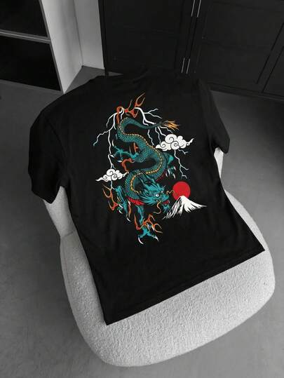  FRACTYR 男士休闲街头风宽松圆领印花T恤，夏季款