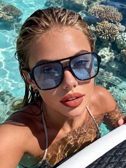 1 paire de lunettes de soleil unisexes à monture d'aviateur bleu océan, convenant à un usage quotidien, aux sorties en famille, aux voyages, aux tenues de vacances, au style sportif, à la conduite, à la plage, aux festivals de musique électronique, aux vêtements d'extérieur, aux accessoires d'été, aux vacances, au golf, à la randonnée, aux tenues élégantes, aux accessoires de style de rue, aux sports, aux fêtes