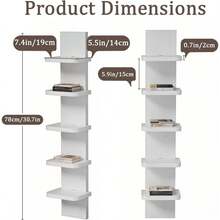 Shelves For Wall, Versatile 5 Tier Wall Shelf Unit, Floating Shelves Wall (Round Corner), Vertical Lack Wall Shelf Bedroom, Vanity, Living Room, Home Decor Makeup Organizer Display, White - 白色 + 5 層 - 查看 7