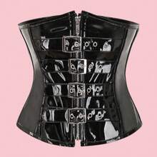 1pc Women's Shiny Leather Waist Belt, Waist Cincher For Slimming, Suitable For Party And Daily Wear - Black - View 1