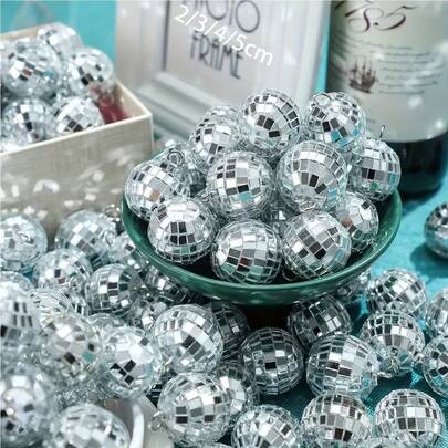 30pcs Mirror Disco Ball Decorations, Mini Disco Ball Hanging Decor Reflective Balls, Suitable For 70s Disco Theme Party, Birthday Party, Wedding, Graduation (Silver)