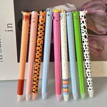 Juego de 9 bolígrafos redondos con forma de animales, borrables, con recambios de tinta azul de 0,7 mm; escritura suave y neutra que permite borrar fácilmente los errores, ideal para exámenes, ejercicios de práctica y toma de notas de estudiantes; útiles escolares/regalos de Navidad/regalos del Día de San Valentín - Conjuntos - Ver 10