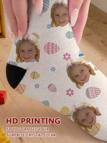 1 Đôi tất trẻ em dài đến bắp chân có thể tùy chỉnh, dòng sản phẩm "Hand In Hand", có thể in bất kỳ khuôn mặt nào lên tất, tất ảnh cá nhân hóa, tất dài đến bắp chân với họa tiết tùy chỉnh thú vị, thích hợp làm quà tặng ngày Valentine, sinh nhật và các dịp khác, tùy chỉnh cá nhân. - Nhiều màu - Xem 4