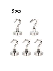5pcs Magnetic Hooks, No Drilling Needed, Strong Adhesive Magnetic Hooks For Keys, Kitchen, Fridge, Durable - View 9