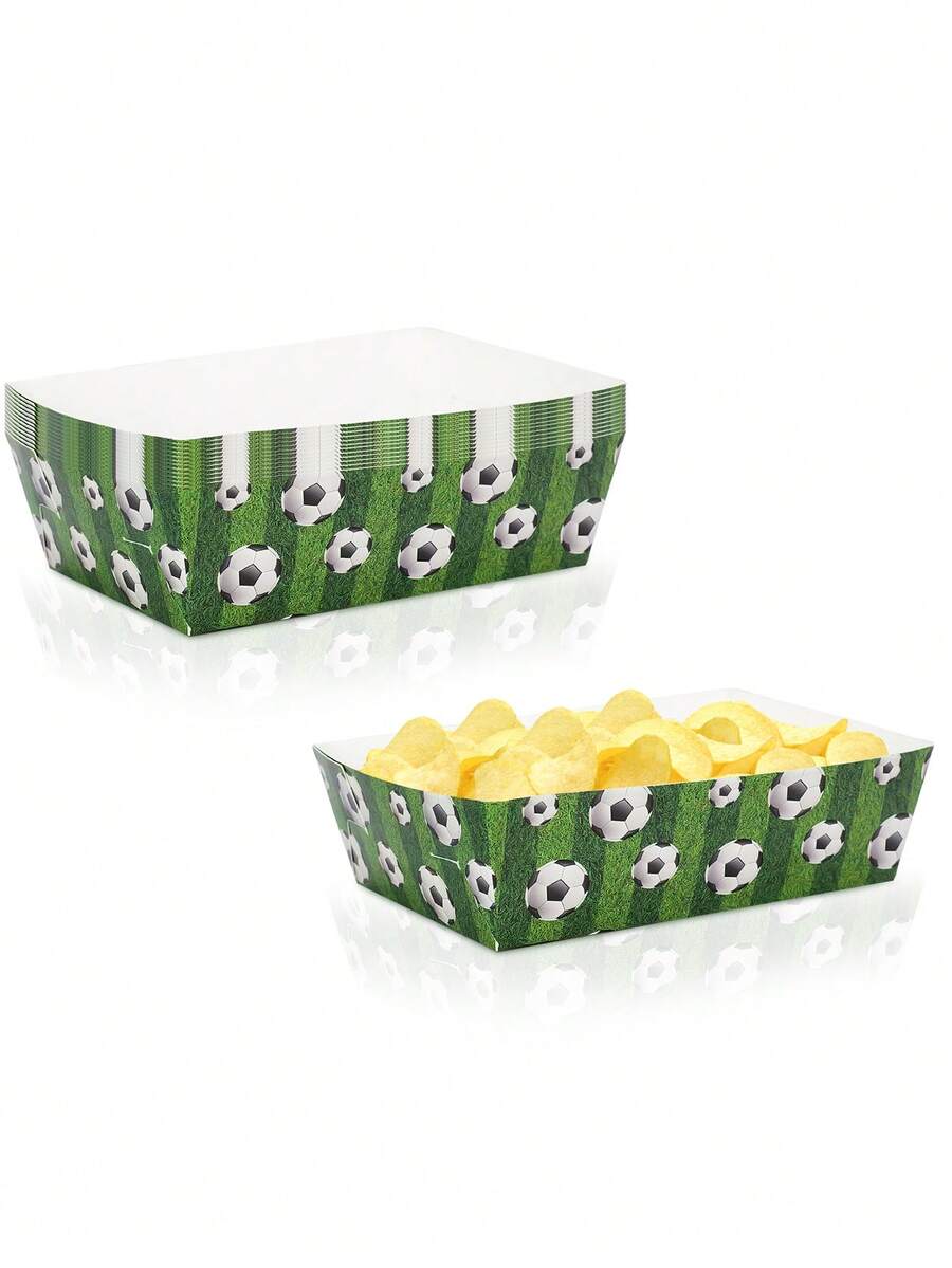 10 pezzi/20 pezzi/30 pezzi Vassoi di carta a forma di barca per alimenti, colore verde e bianco, decorazioni e forniture per feste di compleanno a tema calcio. Piatti, vassoi monouso per nachos, spuntino, dessert, cestini portaoggetti per decorazioni e gadget di feste a tema calcio/football - Multicolore - Visualizzare 1
