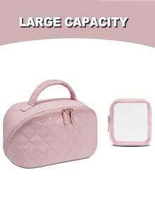 2pcs Cosmetic Bag Set, Large Capacity Dustproof Portable Makeup Bag, Makeup Brush Organizer, Multi-Functional Travel Toiletry Bag - Multicolor - View 12