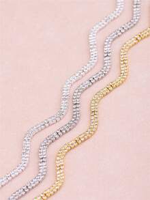 CORUIXI 1 set de bijoux délicats en strass pour femmes, comprenant un collier à vagues dorées, un bracelet, des boucles d'oreilles, une bague. Convient pour la mariée, la demoiselle d'honneur, boule de cristal, cadeau pour les filles - Doré - Voir 2