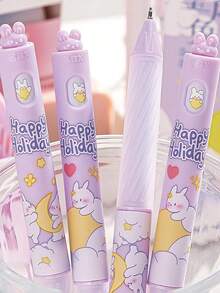 1支可爱旋转笔，0.5mm黑色墨水顺滑书写凝胶笔，卡哇伊卡通兔子、猫、狗图案，360°旋转笔尖，速干凝胶墨水，适合女性、女孩、男孩、男性，办公、学习等场合使用。 - 預設 - 查看 10