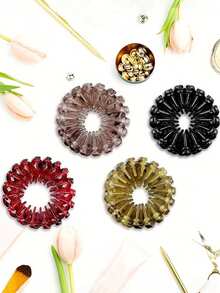 3个装可伸缩魔术发夹 - 复古几何马尾辫发圈，圆形发髻发夹，女士时尚发饰 - 彩色 - 查看 5