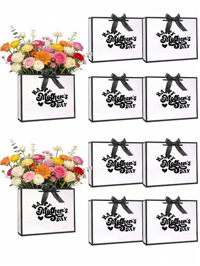 1个可折叠轻便手提袋，时尚母亲节礼物袋，送给挚爱母亲的派对小礼物