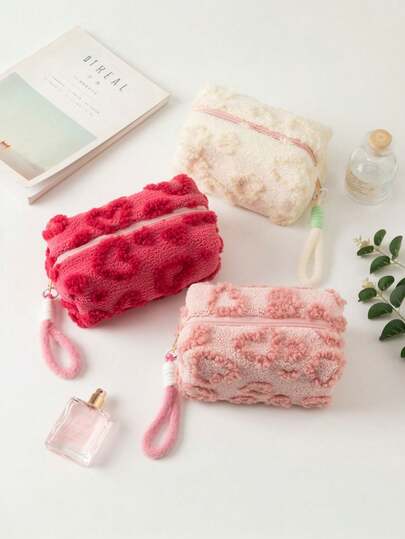 Sweet And Cute Plush Bags, Large-Capacity Adorable Cosmetic Organizers, Heart-Shaped Tote Bags, Portable Travel Organizers, Travel Toiletry Bags, Home Organizers, Portable Makeup Clutches, Cute Floral Zippered Cosmetic Bags, Gift Organizers, Jewelry Organizers, Bathroom Sets, Perfect For Spring/Summer Vacations And Wedding Seasons.