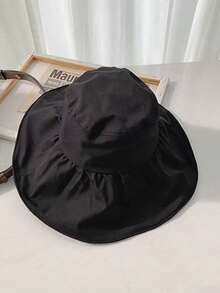 1 pieza Sombrero de cubo de ala ancha plegable para mujer, con forro negro, adecuado para playa, viaje, senderismo, gorra de verano ligera - Multicolor - Ver 5