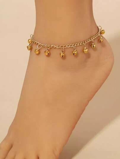 A Stylish And Elegant Chain Ankle With Various Small Bell Decorations, Suitable For Wearing At Beach Parties Or As A Gift For Mothers