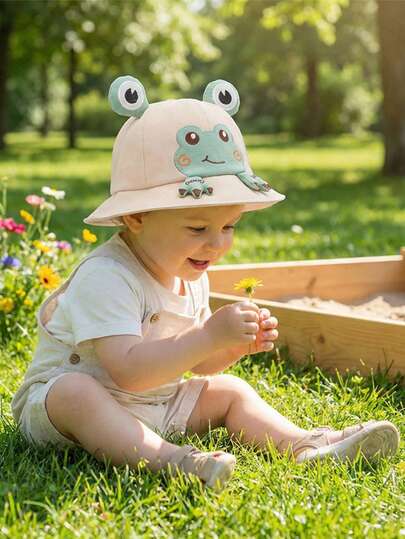 3-36 Months Cute Little Frog Baby Hat, Spring And Autumn Lightweight Sunshade Baby Bucket Hat For Outings, Unisex Toddler Sun Protection Hat