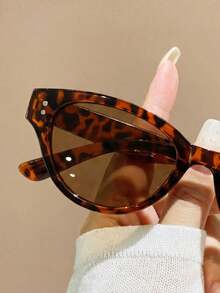 一副男女通用复古猫眼椭圆形波西米亚风时尚眼镜，百搭时尚 - 彩色 - 查看 3