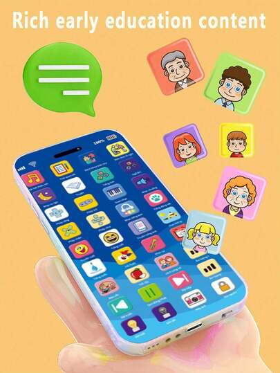 儿童教育多功能学习手机，带音乐和灯光的婴儿玩具，儿童仿真手机，婴儿必备品，圣诞节男孩女孩礼物（含USB数据线）