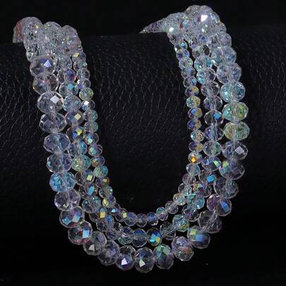 1pc AB Transparent Faceted Abacus Crystal Glass Beads 4/6/8mm, Exquisite Bracelet Necklace Phone Chain Jewelry Making Crystal Beads, DIY Jewelry Craft Beads