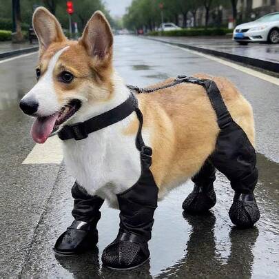 Giày cho chó có thể điều chỉnh, chống thấm nước, chống trượt, bền chắc.