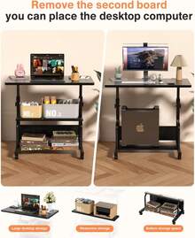 Laptop Desk Adjustable Desk Small Standing Desk Home Office Desks For Small Spaces Portable Desks Table For Bedrooms,Mobile Rolling Computer Work Desks On Wheels - B - View 5