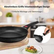 Antihaftbeschichtete Bratpfanne mit abnehmbarem Griff, geeignet für alle Herdarten einschließlich Induktionskochfelder, 28 cm Durchmesser und 5 cm Höhe. - Übersicht 6