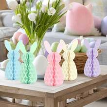 Set de 5 piezas de centro de mesa de panal de conejo de Pascua DIY, adecuado para la decoración de Pascua primaveral - Ver 4