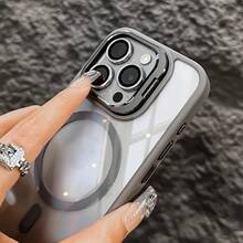 High-Tech Magnetic Phone Case Designed to Prevent Drops, for  Models 16, 15, 14, 13, 12, And 11 Pro Max Plus, Featuring a Bracket And Glass Lens Protection - Schwarz - Übersicht 5