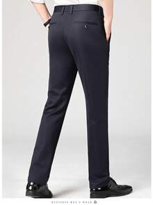 3pcs Men's Classic Design Trousers, Solid Color Elastic Pants, Elegant Luxury Style, Men's Pants - Multicolor - View 4