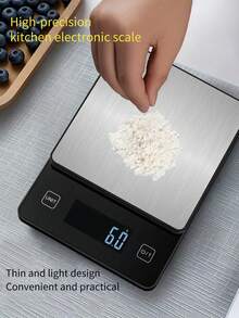 高精度厨房秤，3kg/5kg 容量，LCD 高清数字显示屏，不锈钢结构，耐磨耐用，适用于烘焙和烹饪，家用和商用均可，具有零点校准和多种单位，电池供电（不含电池）。 - 廚房秤 - 查看 8