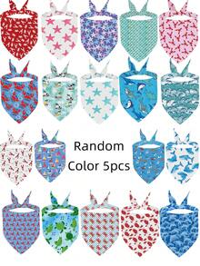 5 Stück Unabhängigkeitstag Hunde Bandanas mit Sommer Obst Muster, Pride Day Lätzchen Dreieck Hunde Schal, bunte Ozean Hunde Bandanas für mittelgroße und große Hunde, Geburtstags Sommer Kostüm Accessoires Dekoration - Verschiedenfarbig - Übersicht 13