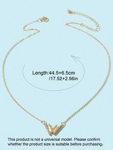 1pc Fashionable Rhinestone Decor Pendant Necklace For Women For Dating Gift - Yellow Gold - View 4