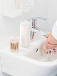 1pc/3pcs Dressing Table Cosmetic Storage, Qtip Holder Bathroom Container, Round Pad/Dental Floss Dispenser For Organizing And Storing./ - Multicolor - View 4